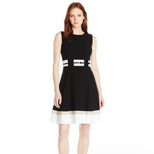 Calvin Klein Black and Cream Midi Dress